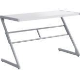 48" Computer Desk in White & Silver Metal